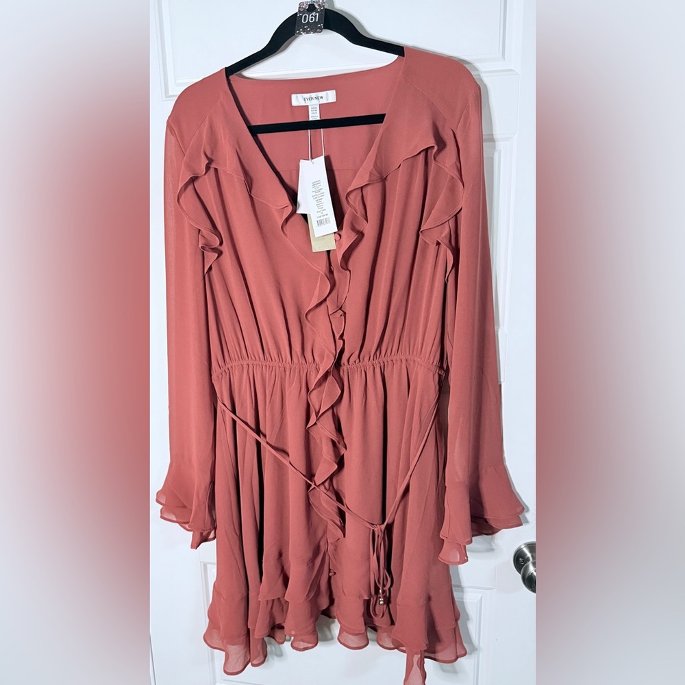NWT EverNew size 12 Elegant Ruffled Dress in Dusty rose - Picture 2 of 6
